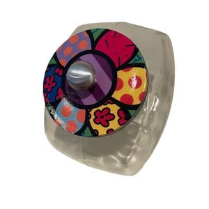 Colorful Handmade Decoupage Cookie/Candy/Snack Jar OOAK Britto-style NWT